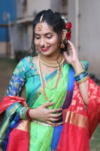 Marathi Women In Green Saree