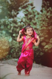 Marathi Child Girl in Pink Saree