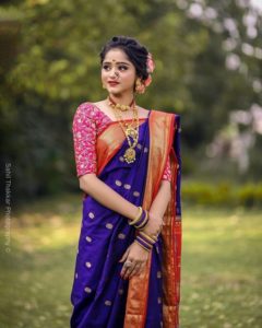 Marathi Girl In Blue Saree