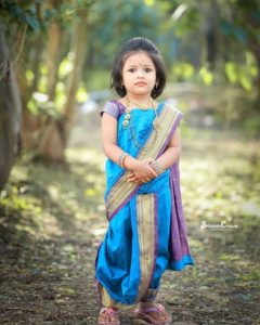 Marathi Child Girl In Blue Saree